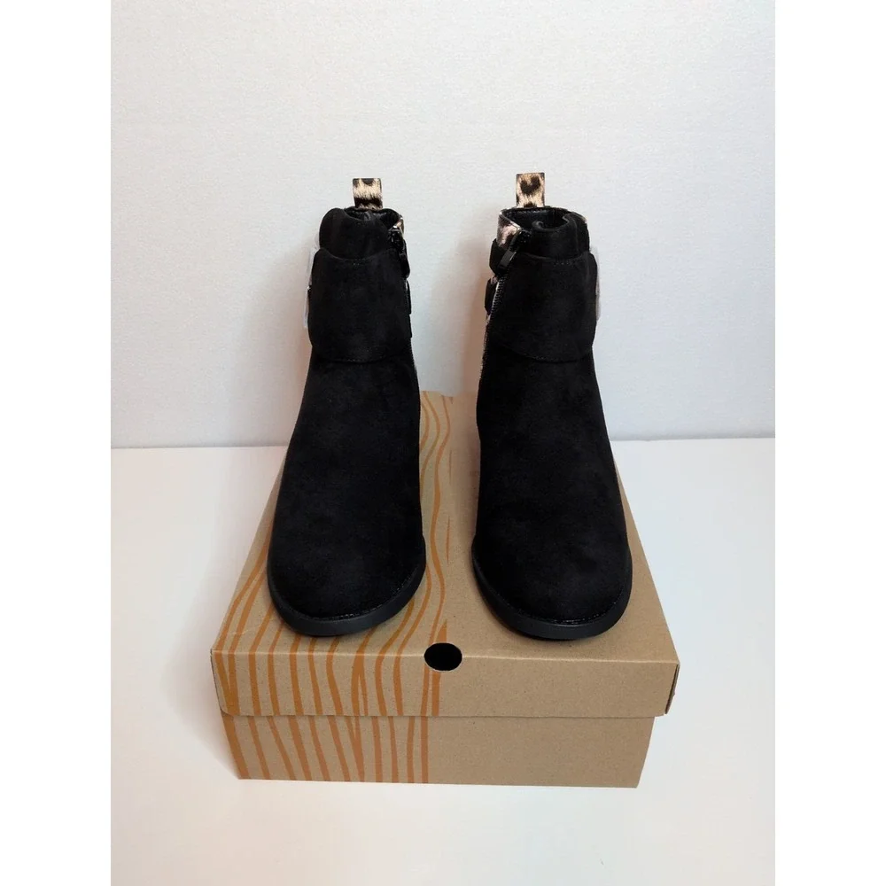 New Globalwin Women Boots Black/Leopard US Size 8